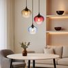 LED Pendelleuchte, Metall, Glas Amber Rot Blau, H 150 cm Bild 3