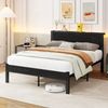 Flieks Doppelbett 140 x 200cm, Metallbett mit Stauraum-Kopfteil, Schwarz Bild 1