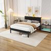 Flieks Doppelbett 140 x 200cm, Metallbett mit Stauraum-Kopfteil, Schwarz Bild 3