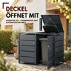 Albatros Mülltonnenbox 2er Tonne | bis 240 Liter | Anthrazitgrau RAL 7016 | verzinkter Stahl | Premium Dämpfer| Aufkleber-Set | wetterfest| verstellbare Füße| Türgriff mit Schloss | Gartenbox | entwickelt in Deutschland Bild 4