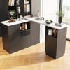 Bartisch mit 360° Drehfunktion & Stauraum, 210x30x100,9 cm, Schwarz Bild 3