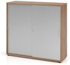 Büroschrank Aktenschrank Schiebetürenschrank, Weiß/Ahorn, Metallgriff, 110 x 40 x 120 cm Bild 2