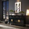 Chinesisches Sideboard schwarz vintage schlicht Schrank Kommode Kolonial-Stil Antik-Stil Lowboard asiatisch orientalisch Fernost shabby-chic Landhaus Bild 3