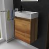 Alpenberger Badmöbel-Set Gäste WC Waschbecken mit Unterschrank - Hängeschrank Vormontiert, (Washbasin - Waschtisch Set, Schmales Waschbecken mit Unterschrank), Waschbecken mit Unterschrank Holzoptik - Gäste WC Set Bild 5
