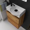 Alpenberger Badmöbel-Set Gäste WC Waschbecken mit Unterschrank - Hängeschrank Vormontiert, (Washbasin - Waschtisch Set, Schmales Waschbecken mit Unterschrank), Waschbecken mit Unterschrank Holzoptik - Gäste WC Set Bild 2