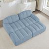 2-Sitzer Sofa 210×165×79 cm aus Granuliertes Fleece rahmenlos modular mit 2 Ottomanen, blau Bild 3