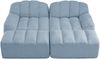 2-Sitzer Sofa 210×165×79 cm aus Granuliertes Fleece rahmenlos modular mit 2 Ottomanen, blau Bild 5