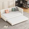 Polsterbett 90*200, Ausziehbares Schlafsofa, Multifunktionsbett mit Lattenrost, Jugendbetten Kinderbetten Gästebetten, Samtstoff Beige Bild 3