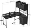 HOMALL Schreibtisch L-förmiger Gamingtisch mit Regal, LED-Leuchten, Steckdose & Schubladen (Maße: 115 cm, mit Vitrine, 4 Stoffschubladen und Haken, links oder rechts montierbar) Bild 3