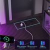 HOMALL Schreibtisch L-förmiger Gamingtisch mit Regal, LED-Leuchten, Steckdose & Schubladen (Maße: 115 cm, mit Vitrine, 4 Stoffschubladen und Haken, links oder rechts montierbar) Bild 4