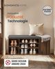 SONGMICS HOME Schuhbank, Toolless-Technologie, superschnelle werkzeuglose Montage, Sitzbank mit Stauraum, offene Fächer, verstellbar, Schuhschrank, naturwalnussfarben-schiefergrau Bild 2