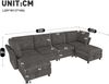 Merax Modulares U-/L‑förmiges Ecksofa, frei kombinierbares 6‑Sitzer Sofa mit Stauraum-Hocker, Cloud-Design, Chenille-Stoff, geeignet für Wohnzimmer, Wohnung und Schlafzimmer, grau Bild 3