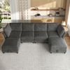 Merax Modulares U-/L‑förmiges Ecksofa, frei kombinierbares 6‑Sitzer Sofa mit Stauraum-Hocker, Cloud-Design, Chenille-Stoff, geeignet für Wohnzimmer, Wohnung und Schlafzimmer, grau Bild 2
