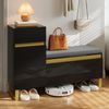 Schuhschrank aus MDF mit Sitzkissen & Schublade, 120x35x85 cm, Schwarz Bild 4