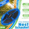 ELONEO Nestschaukel Outdoor & Indoor mit 90 oder 120 cm Durchmesser, Tellerschaukel, höhenverstellbare Hängeschaukel inkl. Kissen, Griffen und Zubehör-Set, Blau - 90cm Bild 2