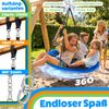 ELONEO Nestschaukel Outdoor & Indoor mit 90 oder 120 cm Durchmesser, Tellerschaukel, höhenverstellbare Hängeschaukel inkl. Kissen, Griffen und Zubehör-Set, Blau - 90cm Bild 5