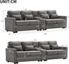 Sofa 4‑Sitzer 290x83x88 cm, Leinen, Dunkelgrau, mit Konsole, 2 USB‑Anschlüssen und Getränkehaltern Bild 4