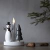 Dekoleuchte -Christmas Joy', Schneemann & Tannenbaum, Holz, weiß, grau Bild 2