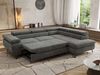 MKS Möbel 'Pablo L-Form' Ecksofa mit Schlaffunktion, verstellbare Kopfstützen, Grau, Schenille grob, ohne Topper, Rechts Bild 4