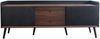 TV-Schrank mit zwei Schubladen, Fernsehtisch TV Board, TV- Lowboard niedrige Platte mit zwei Schiebetüren. Exquisite Textur. Schwarz und natürliches Holzfarbe. H58/L160/T40 cm Bild 4