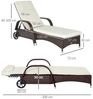 Outsunny Gartenliege mit 5-Fach verstellbarer Rücklehne, Polsterauflage, Rollen, Kissen, Liege, 1 St, Sonnenliege, 160 kg belastbar, für Garten, 200x73x30-103cm, Kaffeebraun Bild 2