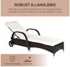 Outsunny Gartenliege mit 5-Fach verstellbarer Rücklehne, Polsterauflage, Rollen, Kissen, Liege, 1 St, Sonnenliege, 160 kg belastbar, für Garten, 200x73x30-103cm, Kaffeebraun Bild 3