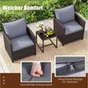 COSTWAY Balkonset, (3-tlg), Rattan Gartenmöbel mit 2 Stühle & Tisch, 2 Personen Bild 4