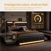 PXloue Polsterbett LED Doppelbett 140x200cm mit Ladefunktion und 4 Schubladen Polsterbett (Geeignet für Jugendliche und Erwachsene), Stauraumbett, mit RGB-LED, Lattenrost und praktischen Schubladen Bild 4