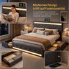 PXloue Polsterbett LED Doppelbett 140x200cm mit Ladefunktion und 4 Schubladen Polsterbett (Geeignet für Jugendliche und Erwachsene), Stauraumbett, mit RGB-LED, Lattenrost und praktischen Schubladen Bild 3
