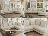 CALENO L-Form Ecksofa 317x225 cm, Massivholz-Rahmen & Wellenfedern, Sitzhöhe 51 cm, modernes Polstersofa rückenecht bezogen & freistehend - Creme Strukture - Rechts Seite Bild 2