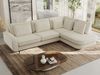 CALENO L-Form Ecksofa 317x225 cm, Massivholz-Rahmen & Wellenfedern, Sitzhöhe 51 cm, modernes Polstersofa rückenecht bezogen & freistehend - Creme Strukture - Rechts Seite Bild 4