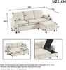 Schlafsofa 208 x 146 x 89,5 cm mit Stauraum und LED – 3-Sitzer in Beige mit USB-C Bild 4