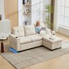 Schlafsofa 208 x 146 x 89,5 cm mit Stauraum und LED – 3-Sitzer in Beige mit USB-C Bild 5