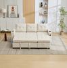 Schlafsofa 208 x 146 x 89,5 cm mit Stauraum und LED – 3-Sitzer in Beige mit USB-C Bild 2