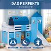 Hochbett Kinder 90x200 cm mit Rutsche Kinderbett Kinderhochbett Stockbett Vorhang Tunnel Turm Blau Bild 4