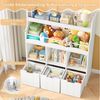 HOMECHO Spielzeugtruhe Kinderregal mit 5 Fächern und Rollschubladen, Weiß Kinderbücherregal für Schlafzimmer Kinderzimmer 110x100x30cm Bild 3