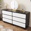 Kommode Schwarz Weiß mit 6 Schubladen, moderne Aufbewahrung, elegante abgerundete Fronten, stabile Metallfüße, Schlafzimmer Wohnzimmer Schrank Bild 4