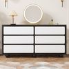 Kommode Schwarz Weiß mit 6 Schubladen, moderne Aufbewahrung, elegante abgerundete Fronten, stabile Metallfüße, Schlafzimmer Wohnzimmer Schrank Bild 5
