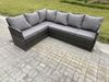 Fimous Gartenmöbel-Set aus Rattan mit Rechteckiger Couchtisch 2 kleine Fußhockern Sessel Dunkelgrau gemischt Bild 3