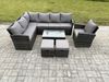 Fimous Gartenmöbel-Set aus Rattan mit Rechteckiger Couchtisch 2 kleine Fußhockern Sessel Dunkelgrau gemischt Bild 2