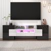 TV-Schrank Hochglanz Weiß Beton mit LED-Beleuchtung, Multimedia-Sideboard, moderne Wohnzimmerschrank Bild 3