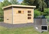 Karibu Sauna Skrollan 2 naturbelassen + 9 kW Saunaofen mit ext. Steuerung Easy Milchglastür Bild 4