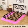Metallbett 140x200 cm schwebende Optik, Bettgestell mit LED-Beleuchtung, Lattenrost und Ladestation,Schwarz Bild 5