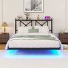 Metallbett 140x200 cm schwebende Optik, Bettgestell mit LED-Beleuchtung, Lattenrost und Ladestation,Schwarz Bild 3