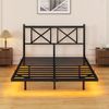 Metallbett 140x200 cm schwebende Optik, Bettgestell mit LED-Beleuchtung, Lattenrost und Ladestation,Schwarz Bild 4