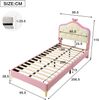 Kinderbett 90x200 cm, Polsterbett aus PU mit mehrfarbiger LED-Lichtleiste, rosa-weißes Design und dekorativer Schleife Bild 4
