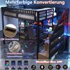 Hochbett, 140 x 200 cm, Eisenrahmen, Ablagefach, Leiter mit Stauraum, Schreibtisch, LED-Lichtleiste, USB-Anschluss inklusive, ohne Matratze, Schwarz Bild 2