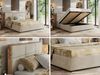 Premium Polsterbett LERIO CLASSIC 140 x 200 cm mit Stauraum, gepolstertem Kopfteil, Gasdruckfedern & Lattenrost - Modernes Design, Inkl. Lattenrost Multipocket Matratze - Beige Velvet - ELORI LUX Bild 2