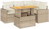 vidaXL 5-tlg. Garten-Sofagarnitur mit Kissen Beige Poly Rattan 3327033 Bild 2