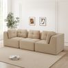 Ecksofa aus Cord, modulares 3-Sitzer-Sofa mit tiefer Sitzfläche, 297 x 104 x 69 cm, beige Bild 3